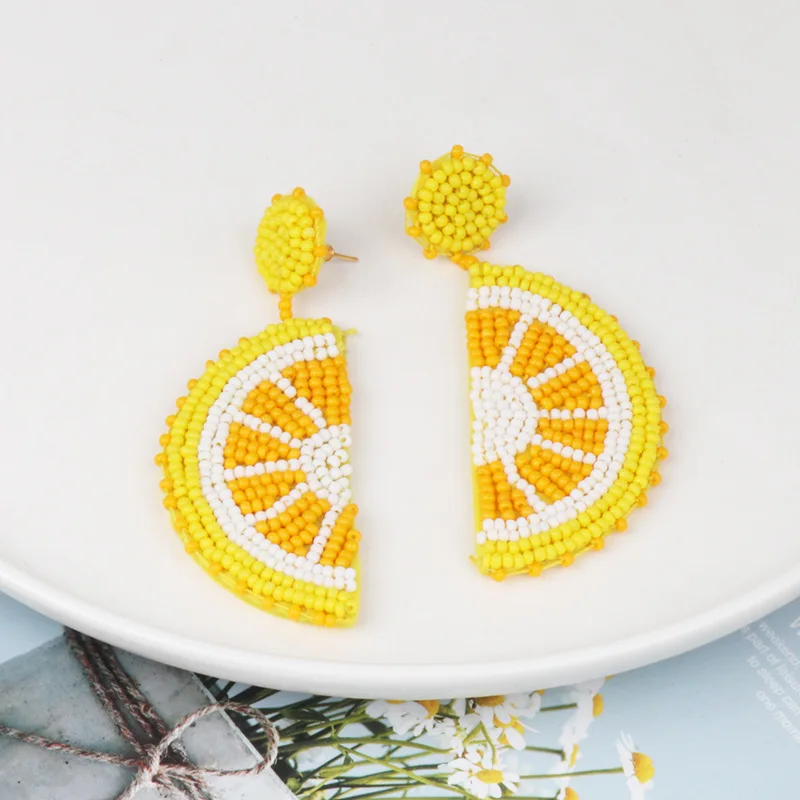 GEREIT 2019 Handmade New Korean Seed Beads Fruit Lemon Fruit Earrings For Women Long Dangle Earrings Yellow Party Jewelry Gifts
GEREIT 2019 Handmade New Korean Seed Beads Fruit Lemon Fruit Earrings For Women Long Dangle Earrings Yellow Party Jewelry Gifts