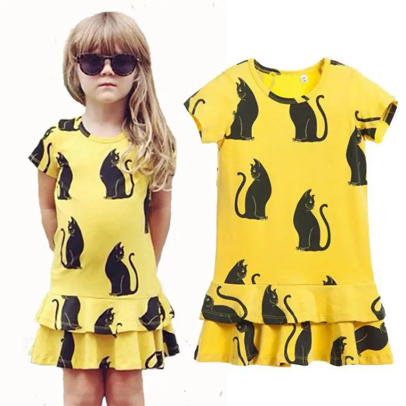 New Fashion 2017 Summer Dress for girls Casual Children Dresses Cat Printed Cotton cute design baby Girls Dress Vestidos
New Fashion 2017 Summer Dress for girls Casual Children Dresses Cat Printed Cotton cute design baby Girls Dress Vestidos