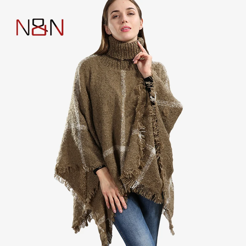 Turtleneck Knitted Sweater Women Scarf Acrylic Striped Loose Poncho And Capes Batwing Sleeve Tassel knitted coat Sweaters
Turtleneck Knitted Sweater Women Scarf Acrylic Striped Loose Poncho And Capes Batwing Sleeve Tassel knitted coat Sweaters