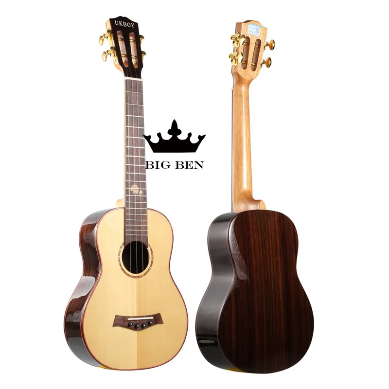 

Imported strings 26inch Uklele spruce solid top rosewood fret board 26 inch little guitar bright matte All Solid Wood Ukulele
