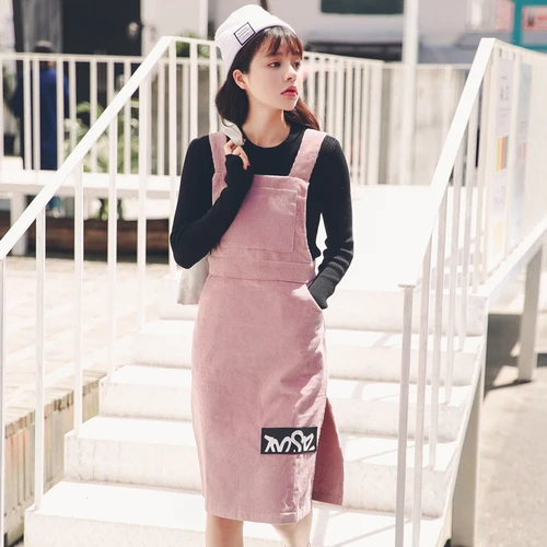 Suspender Dress Women 2019 Fall Winter Korean Style Cute Patchwork High Waist Corduroy Spaghetti Strap Dress Pink Black D447
Suspender Dress Women 2019 Fall Winter Korean Style Cute Patchwork High Waist Corduroy Spaghetti Strap Dress Pink Black D447