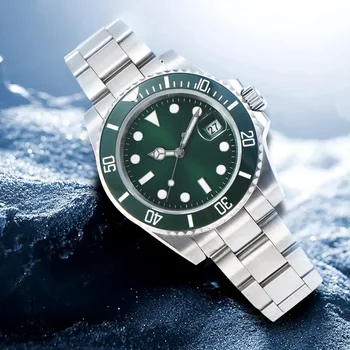 watch 40 mm Green sterile luminous dial sapphire crystal ceramic bezel date Automatic movement men's watch
watch 40 mm Green sterile luminous dial sapphire crystal ceramic bezel date Automatic movement men's watch