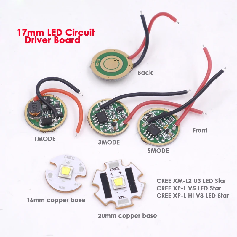16mm 20mm CREE XM-L2 U3/XP-L V5/HI V3 LED Copper base Chip+17mm 1400mA LED Circuit Board for XM-L L2 T6 U2 U3 XP-L V5 flashlight
16mm 20mm CREE XM-L2 U3/XP-L V5/HI V3 LED Copper base Chip+17mm 1400mA LED Circuit Board for XM-L L2 T6 U2 U3 XP-L V5 flashlight