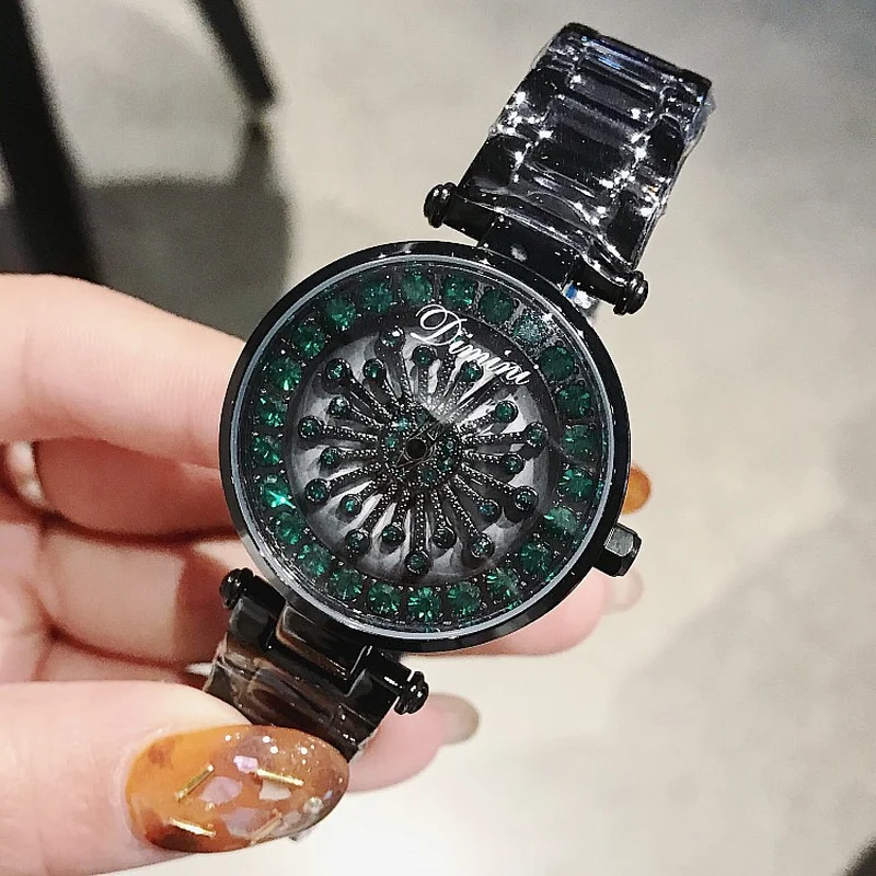 Personality 33MM Green Diamond Rotating Dial Ladies Watches Fashion Stainless Steel Strap Quartz Women's Watch relogio feminino
Personality 33MM Green Diamond Rotating Dial Ladies Watches Fashion Stainless Steel Strap Quartz Women's Watch relogio feminino