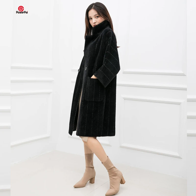 Fashion Big Pockets Imitated Mink Cashmere Coat Loose Stripes Long Women Overcoat Autumn Winter New Collections
Fashion Big Pockets Imitated Mink Cashmere Coat Loose Stripes Long Women Overcoat Autumn Winter New Collections