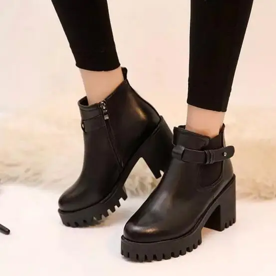 Chunky Heel Boots Women 2017 New Fashion Ladies Black Martin Boots With Platform Short Boots Side Zippered Free Shipping Chunky Heel Boots Women 2017 New Fashion Ladies Black Martin Boots With Platform Short Boots Side Zippered Free Shipping<br><br>Aliexpress