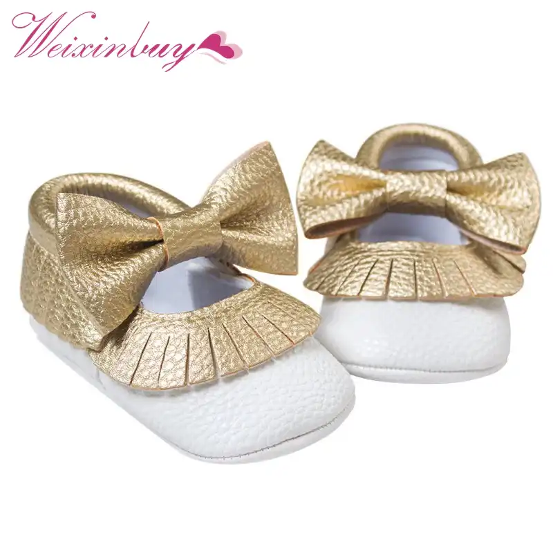 gold newborn shoes