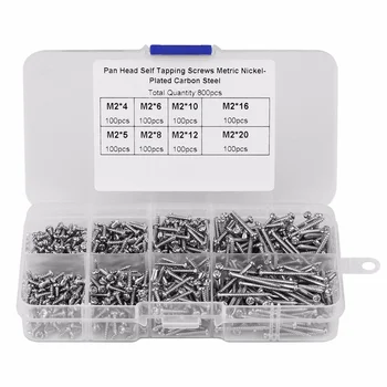 800pcs/Set M2 Screw Stainless Steel Cross Drive Pan Head Self Tapping Screws Assorted Fastener M2*4/5/6/8/10/12/16mm/20mm Mayitr
800pcs/Set M2 Screw Stainless Steel Cross Drive Pan Head Self Tapping Screws Assorted Fastener M2*4/5/6/8/10/12/16mm/20mm Mayitr
