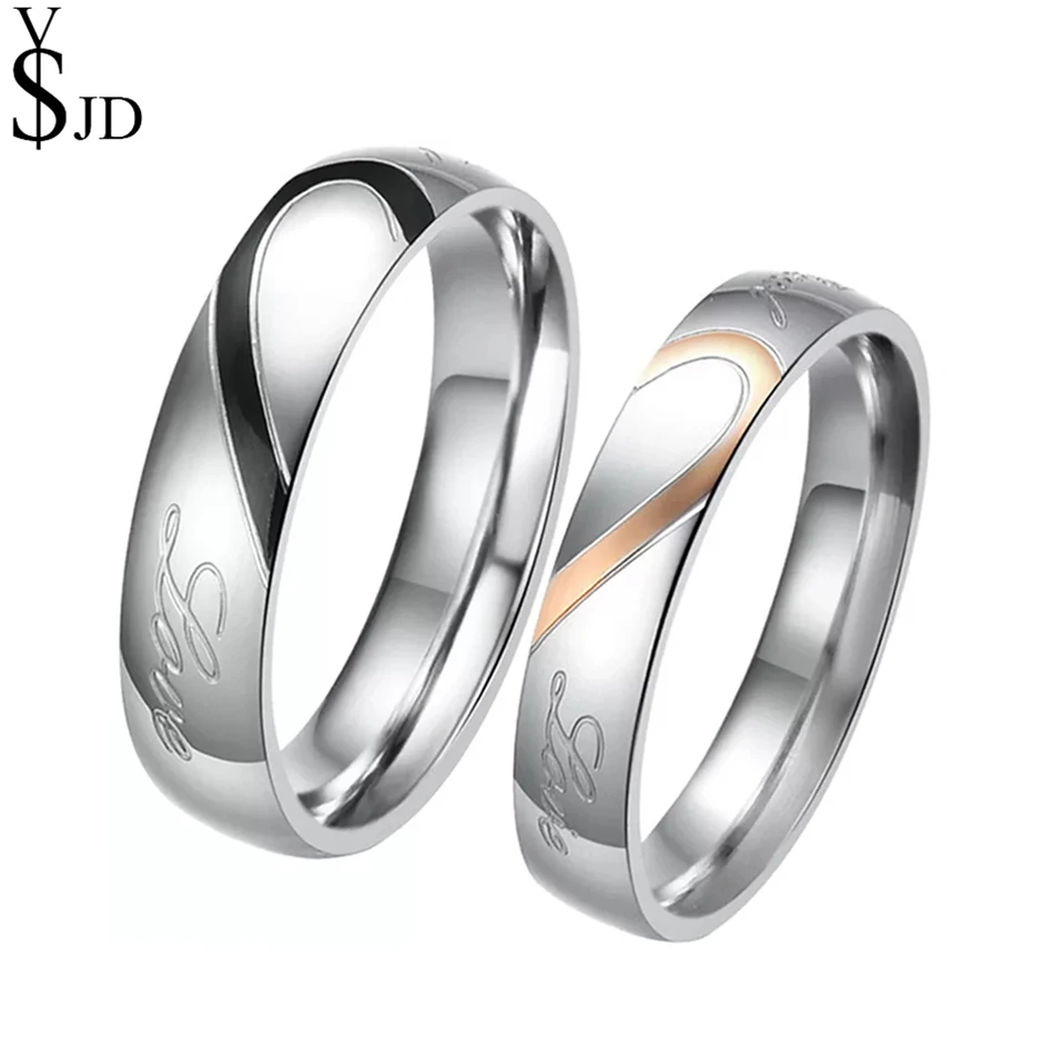 YSJD Heart Rings For Women/Men 316L Stainless Steel Half Heart Simple Circle Promise Rings for Couples Fashion Jewelry Gift
YSJD Heart Rings For Women/Men 316L Stainless Steel Half Heart Simple Circle Promise Rings for Couples Fashion Jewelry Gift
