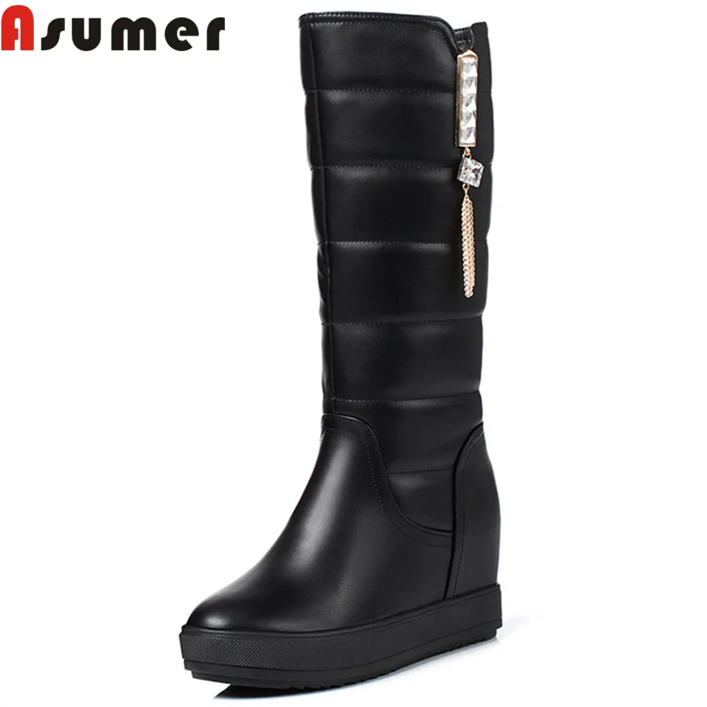 Asumer black white winter new arrive women boots round toe height increasing snow boots Keep warm comfortable knee high boots
Asumer black white winter new arrive women boots round toe height increasing snow boots Keep warm comfortable knee high boots