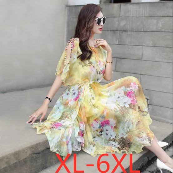2019 ladies long summer dresses plus size loose casual large floral chiffon print flowers ruffles dress 3XL 4XL 5XL 6XL 7XL
2019 ladies long summer dresses plus size loose casual large floral chiffon print flowers ruffles dress 3XL 4XL 5XL 6XL 7XL