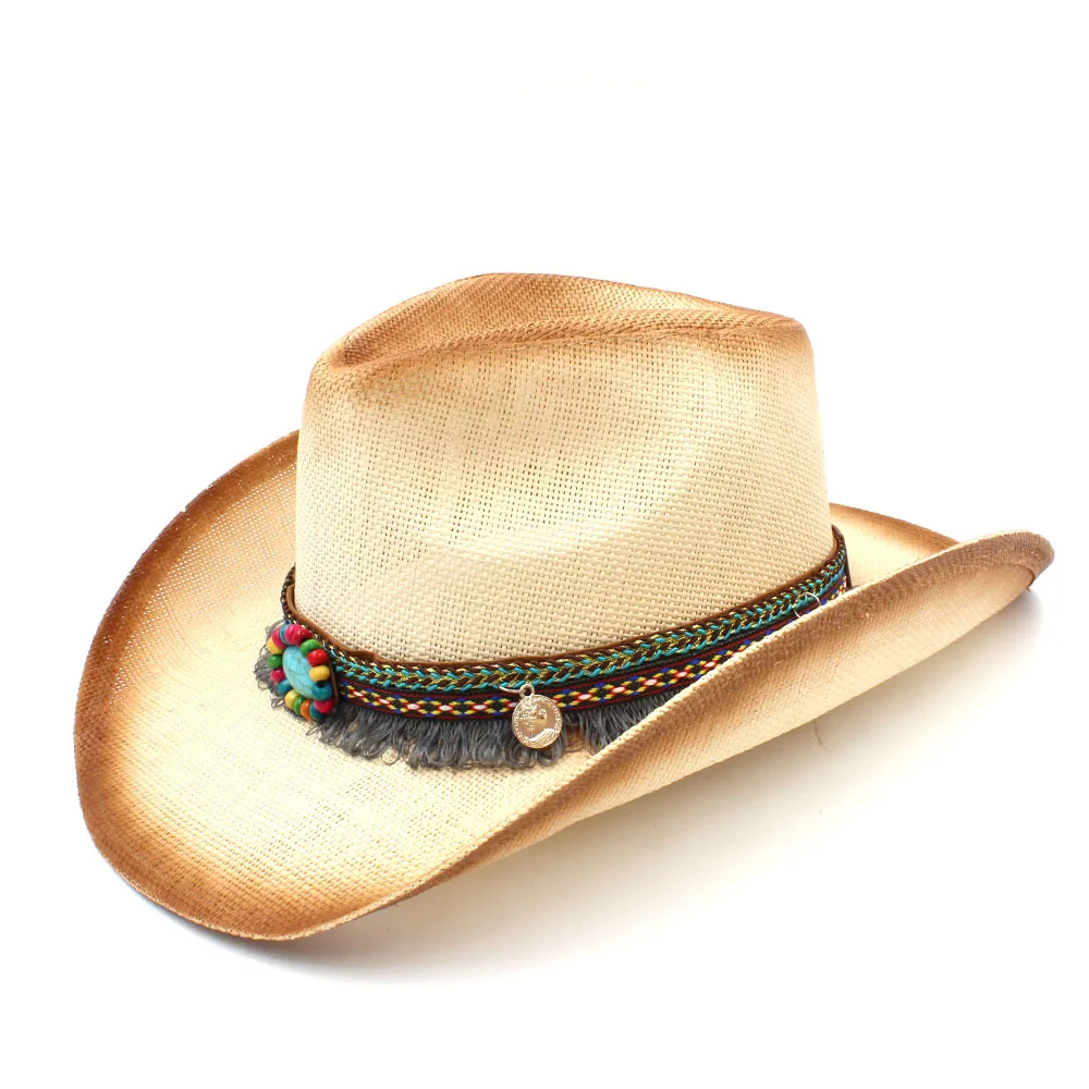 Fashion Women Straw Cowboy Hat With Punk Leather Band For Lady Western Sombrero Hombre Cowgirl Jazz Caps Size 58CM
Fashion Women Straw Cowboy Hat With Punk Leather Band For Lady Western Sombrero Hombre Cowgirl Jazz Caps Size 58CM