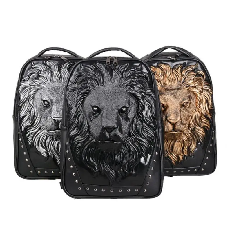 3D Emboss Lion School Bags For Men Women Backpacks Laptop Bags PU Leather Black Travel Backpack School Teenagers Girls Rivet 3
3D Emboss Lion School Bags For Men Women Backpacks Laptop Bags PU Leather Black Travel Backpack School Teenagers Girls Rivet 3