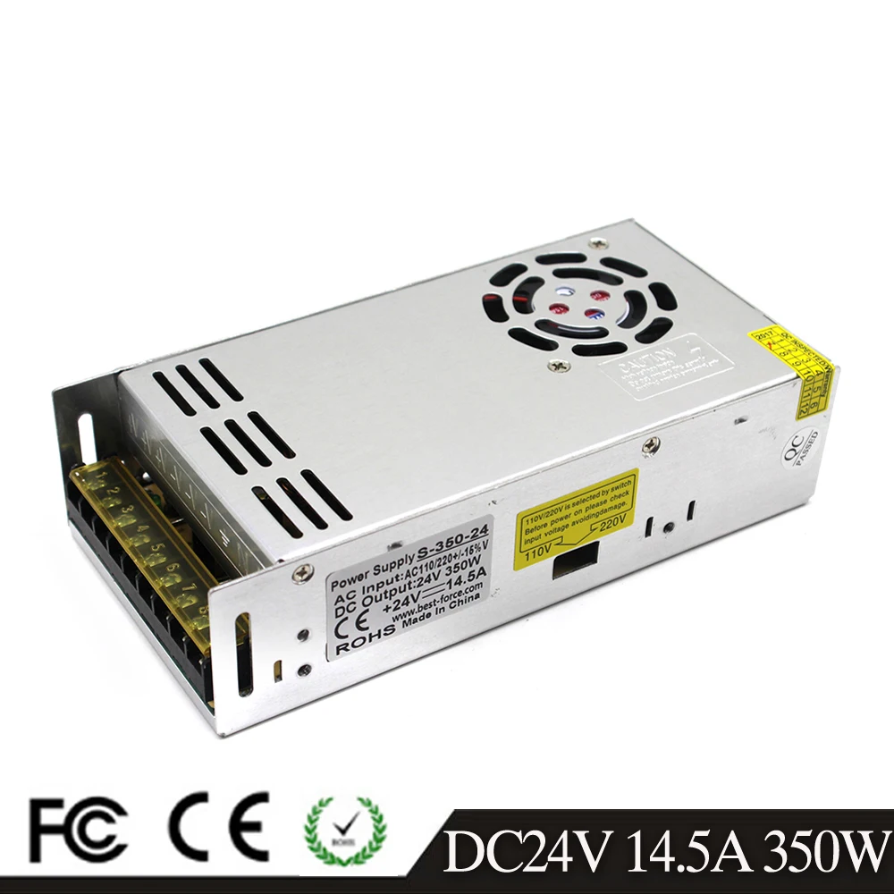 Regulated Switching Power Supply DC24V 14.5A 350W Led lighting Driver transformer 110V 220V AC Input to DC 24V output SMPS
Regulated Switching Power Supply DC24V 14.5A 350W Led lighting Driver transformer 110V 220V AC Input to DC 24V output SMPS