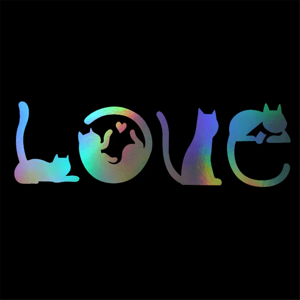 Car Sticker Cats Spell LOVE Fashion Creative Cartoon Windshield Decorative Decals 15.24.8CM (5)