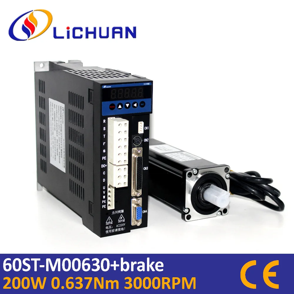 Lichuan 0.2kw 220v motor 60ST-M00630 AC 90oz.in 0.637Nm servo motor cnc with Brake 200w servo driver kit 3000rpm
Lichuan 0.2kw 220v motor 60ST-M00630 AC 90oz.in 0.637Nm servo motor cnc with Brake 200w servo driver kit 3000rpm