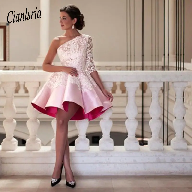 2019 Ball Gown Homecoming Dresses One Shoulder short prom dress robe de soiree Pink Evening Party Dress Sexy Cocktail Dresses
2019 Ball Gown Homecoming Dresses One Shoulder short prom dress robe de soiree Pink Evening Party Dress Sexy Cocktail Dresses
