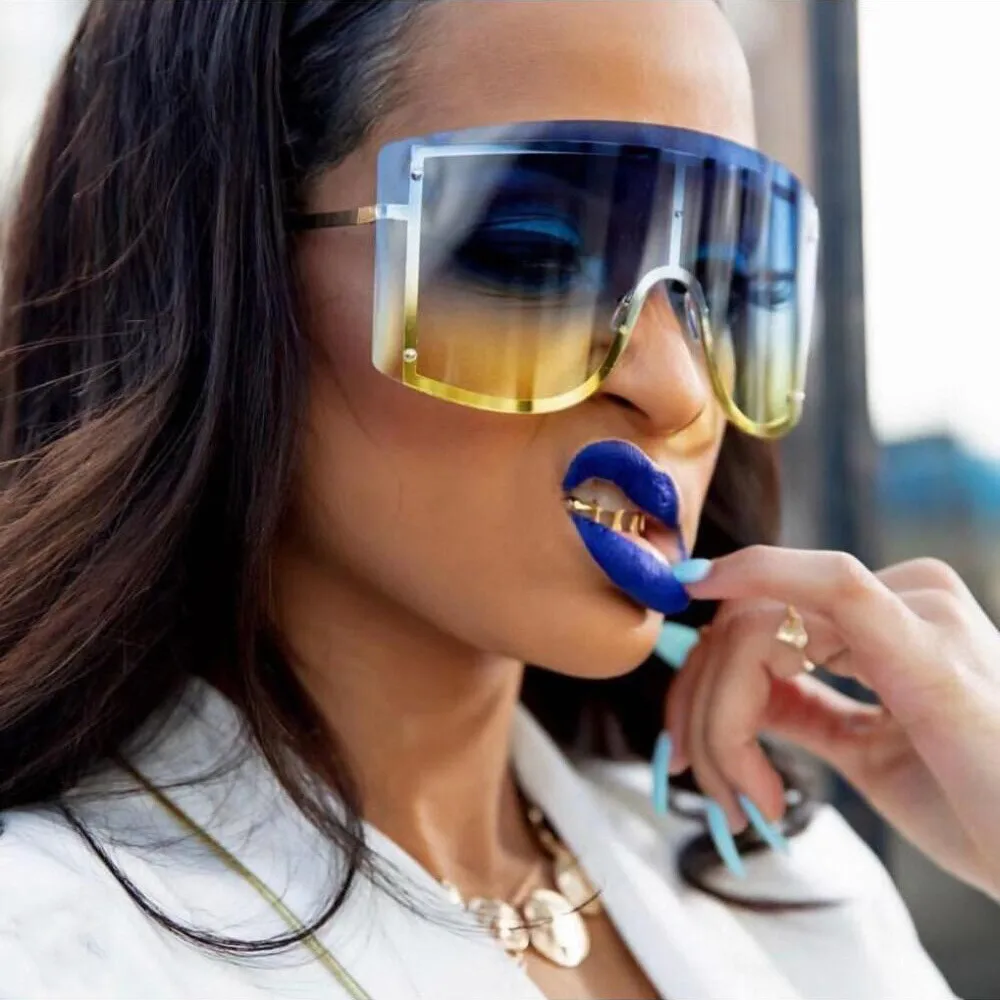 Fashion Women Oversized Blue Yellow Gradient Sunglasses 2019 Luxury Brand Designer Red Rimless Metal Female Sun Glasses Shades
Fashion Women Oversized Blue Yellow Gradient Sunglasses 2019 Luxury Brand Designer Red Rimless Metal Female Sun Glasses Shades
