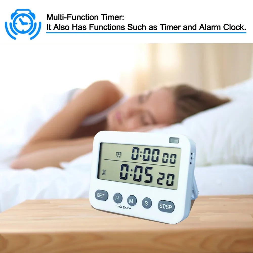 Digital LCD Kitchen Timer Magnetic Timers Cooking Timer Vibration/sound/astigmatism clock Display Hour/Min/Sec AM/PM (White)
Digital LCD Kitchen Timer Magnetic Timers Cooking Timer Vibration/sound/astigmatism clock Display Hour/Min/Sec AM/PM (White)