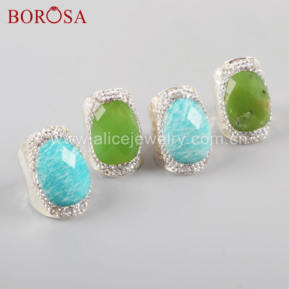 BOROSA Wholesale 5PCS Silver Color Rhinestone Pave Multi-kind Faceted Stones Rings Natural Austrlian Jades Drusy Rings JAB946
BOROSA Wholesale 5PCS Silver Color Rhinestone Pave Multi-kind Faceted Stones Rings Natural Austrlian Jades Drusy Rings JAB946