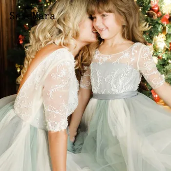 Customized Sheer Neck Girls Dresses for Wedding Party Half Sleeves Lace Tulle Girls Birthday Dress Kids Dress Special Occasion
Customized Sheer Neck Girls Dresses for Wedding Party Half Sleeves Lace Tulle Girls Birthday Dress Kids Dress Special Occasion