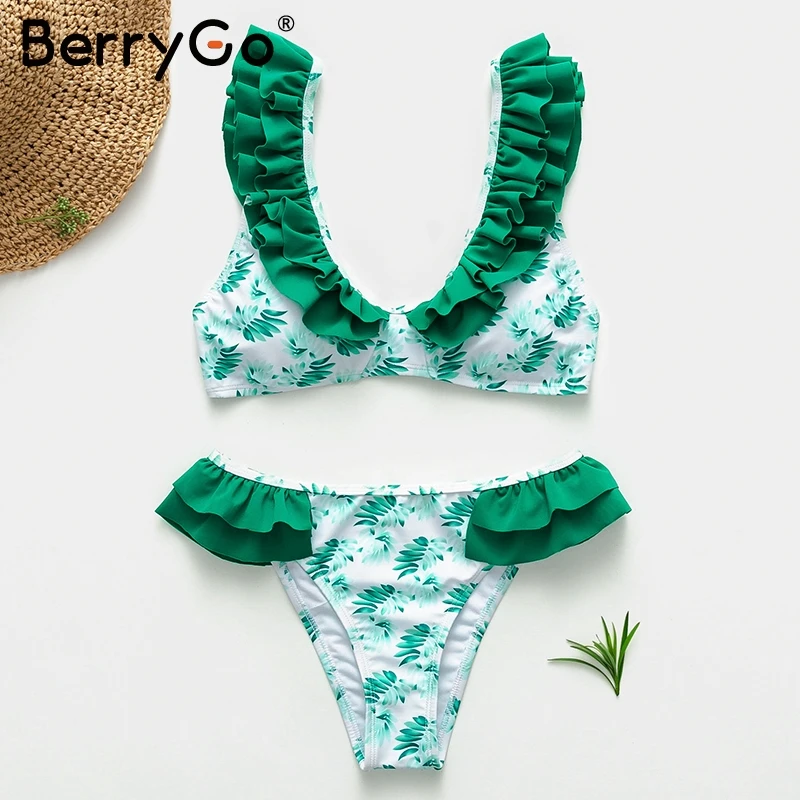 BerryGo Vintage ruffle women swimsuit Floral print two-piece female bikini set Holiday beach wear ladies summer bathing suits
BerryGo Vintage ruffle women swimsuit Floral print two-piece female bikini set Holiday beach wear ladies summer bathing suits