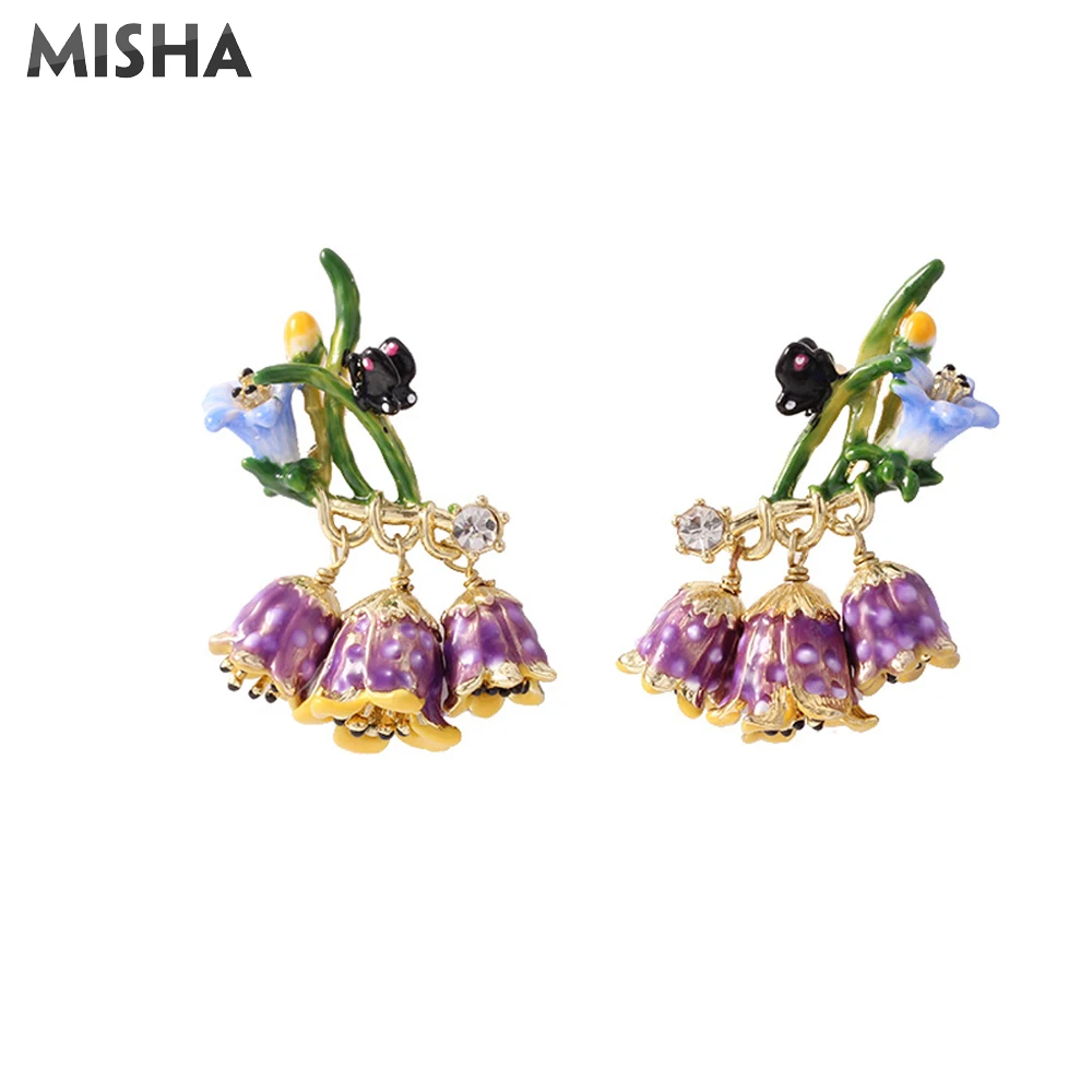 MISHA Luxury Pendant Earrings For Women Enamel Glaze Handmade Women Bell Flower Stud Earrings Accessories Chic Jewelry 711
MISHA Luxury Pendant Earrings For Women Enamel Glaze Handmade Women Bell Flower Stud Earrings Accessories Chic Jewelry 711