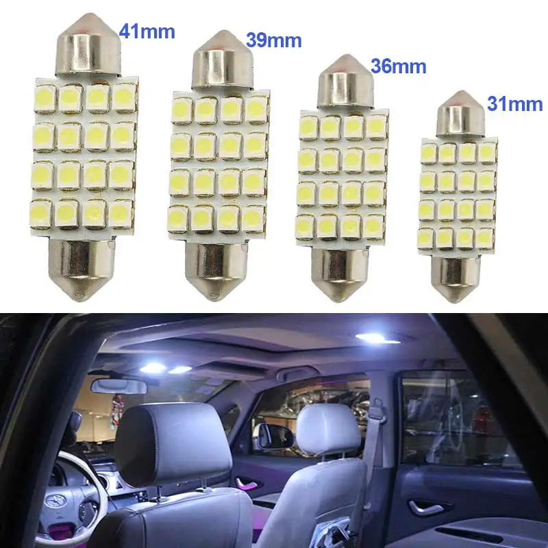 2pcs Car Auto Interior Festoon Dome 16 SMD LED Lights White Brake Signal Lamp 31/36/39/41mm CSL2017
2pcs Car Auto Interior Festoon Dome 16 SMD LED Lights White Brake Signal Lamp 31/36/39/41mm CSL2017