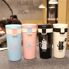 High Quality Stainless Steel Vacuum Flask Coffee Cups Mugs for Car Thermal Bottle Thermocup Fashion Cute Cat Tumbler