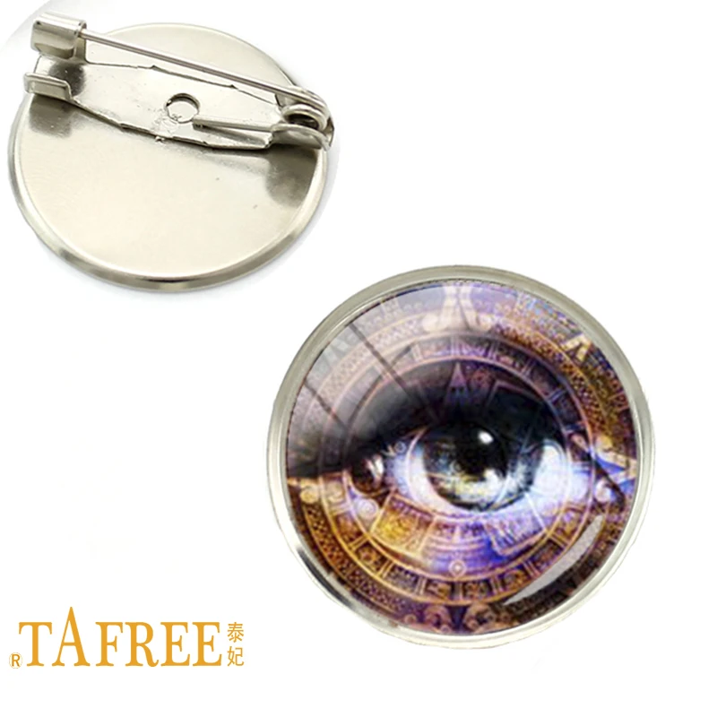 

TAFREE Aztec Calendar Brooch secret big eyes Mayan sun Astronomy Archaeology Pins fashion Glass men women jewelry CT715