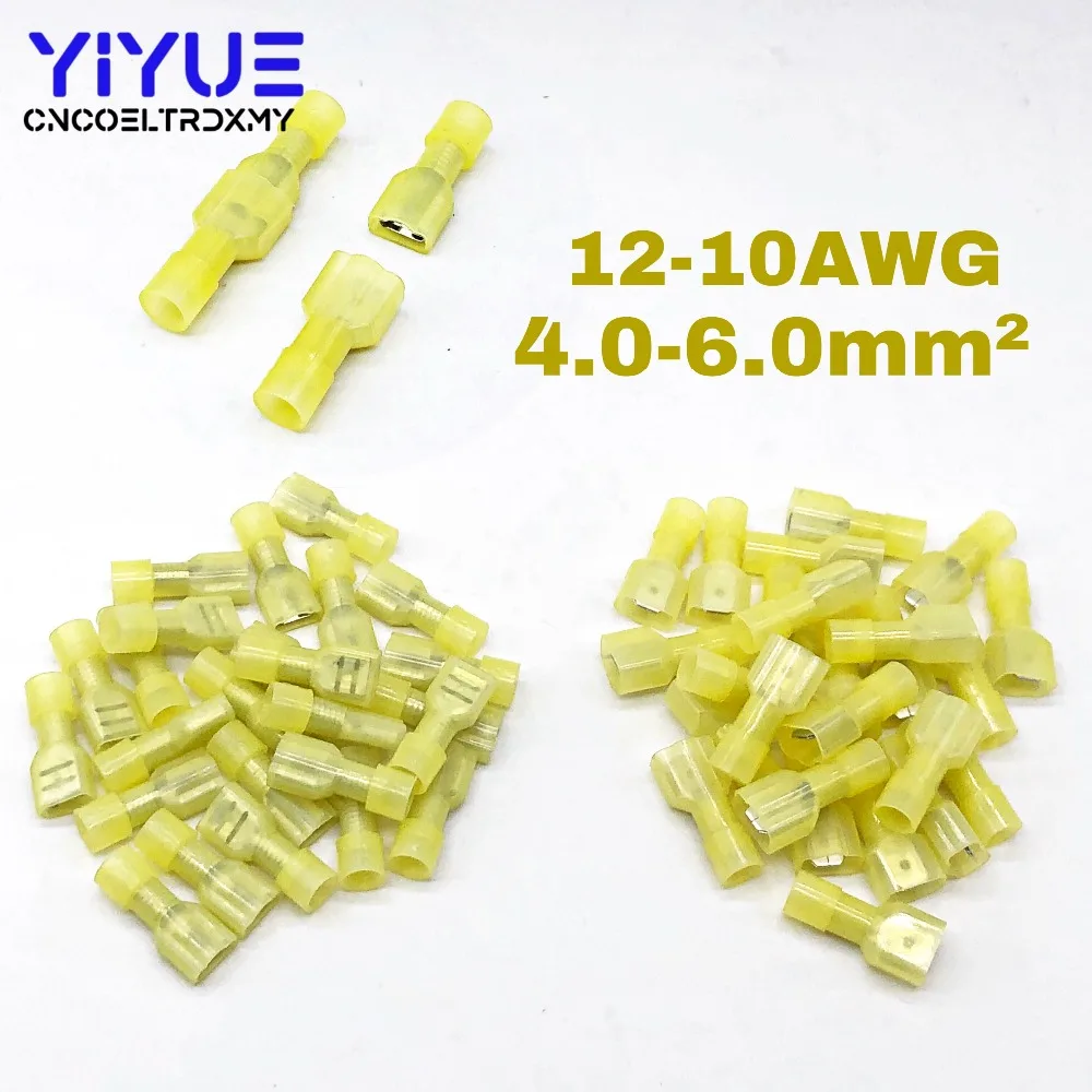 50PCS Male Female Yellow Insulated Spade joint Connector Crimp Terminal Connectors Cable Wire Connector MDFN FDFN5.5-250
50PCS Male Female Yellow Insulated Spade joint Connector Crimp Terminal Connectors Cable Wire Connector MDFN FDFN5.5-250
