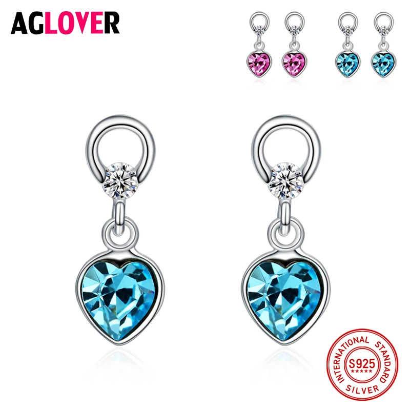 AGLOVER 925 Sterling Silver Sky Blue/Pink Crystal Heart Stud Earrings with CZ Zircon for Women Girl Female Jewelry Wedding Gift
AGLOVER 925 Sterling Silver Sky Blue/Pink Crystal Heart Stud Earrings with CZ Zircon for Women Girl Female Jewelry Wedding Gift