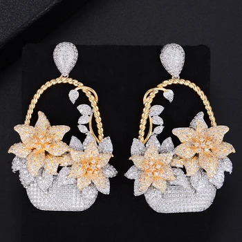 64mm Personality Fleur Bouquet Flower Basket Shape Cubic Zirconia Dangle Drop Earrings For Women Wedding
64mm Personality Fleur Bouquet Flower Basket Shape Cubic Zirconia Dangle Drop Earrings For Women Wedding