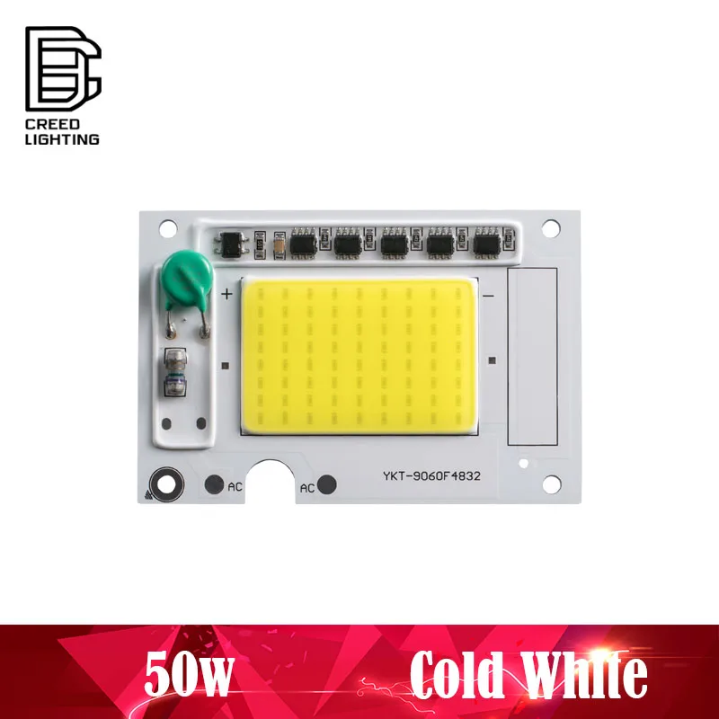 COB светодиодный светильник чип-диод 50 Вт AC 220V холодный белый не нужен драйвер