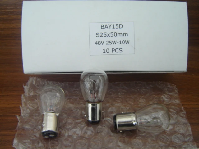 Electric Forklift Brake Lamp Bulb BAY15D 48V 25/10W 25W 10W Double Contacts / High-Low Feet For Japanese Electric Forklift
Electric Forklift Brake Lamp Bulb BAY15D 48V 25/10W 25W 10W Double Contacts / High-Low Feet For Japanese Electric Forklift