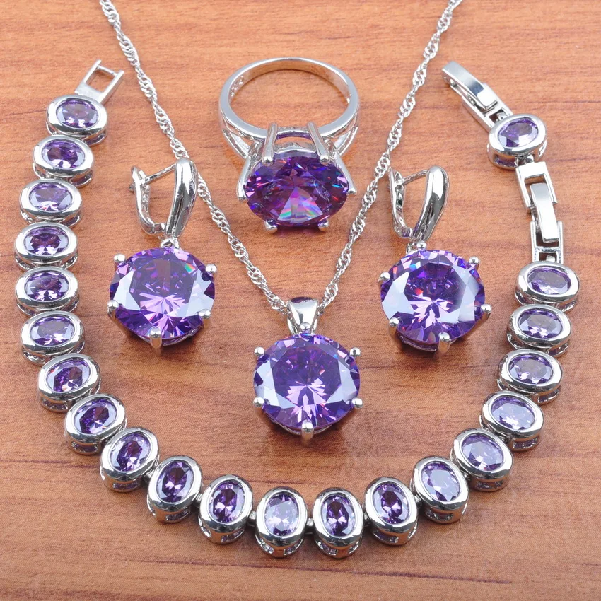 Classic Purple Crystal Natural 925 Silver Jewelry Sets Wedding Jewelrry For Women Earrings/Necklace/Bracelet/Ring Sets JS0108
Classic Purple Crystal Natural 925 Silver Jewelry Sets Wedding Jewelrry For Women Earrings/Necklace/Bracelet/Ring Sets JS0108