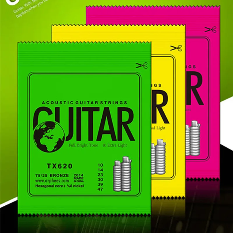 1 Set 6pcs ACOUSTIC Guitar String Hexagonal core+8% nickel FULL,Bronze Bright tone& Extra light Extra Light Medium
1 Set 6pcs ACOUSTIC Guitar String Hexagonal core+8% nickel FULL,Bronze Bright tone& Extra light Extra Light Medium