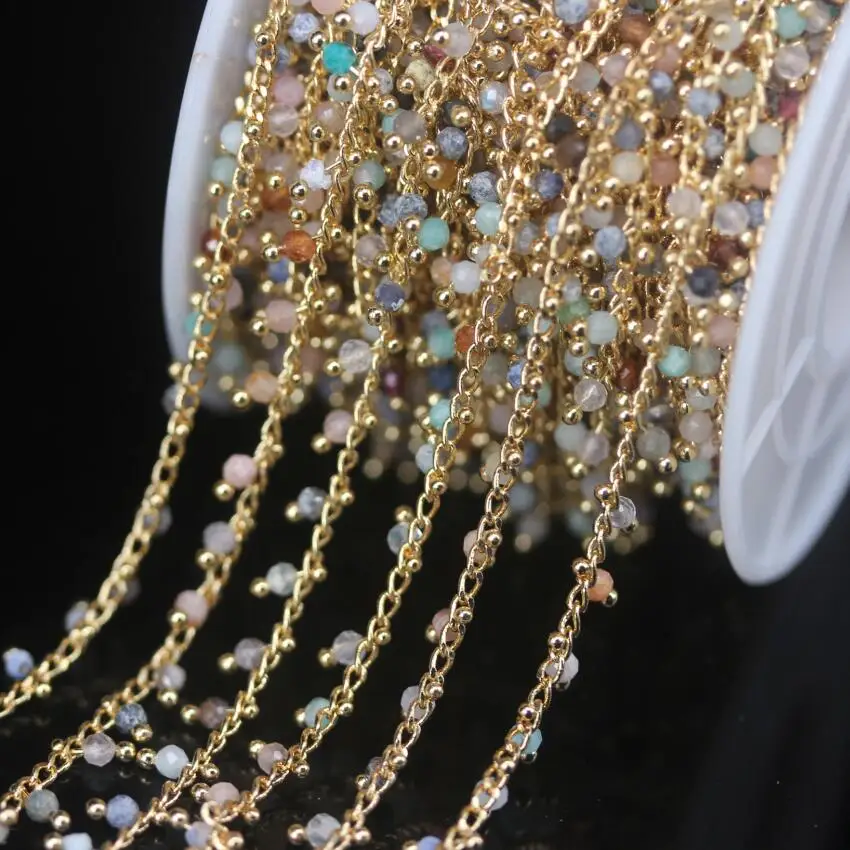 5Meter Mix Natural Stone Gems 2mm Faceted Round Beads Rosary Chain,Gold Color Wire Wrapped Chain DIY Bracelet Sweater Chains
5Meter Mix Natural Stone Gems 2mm Faceted Round Beads Rosary Chain,Gold Color Wire Wrapped Chain DIY Bracelet Sweater Chains
