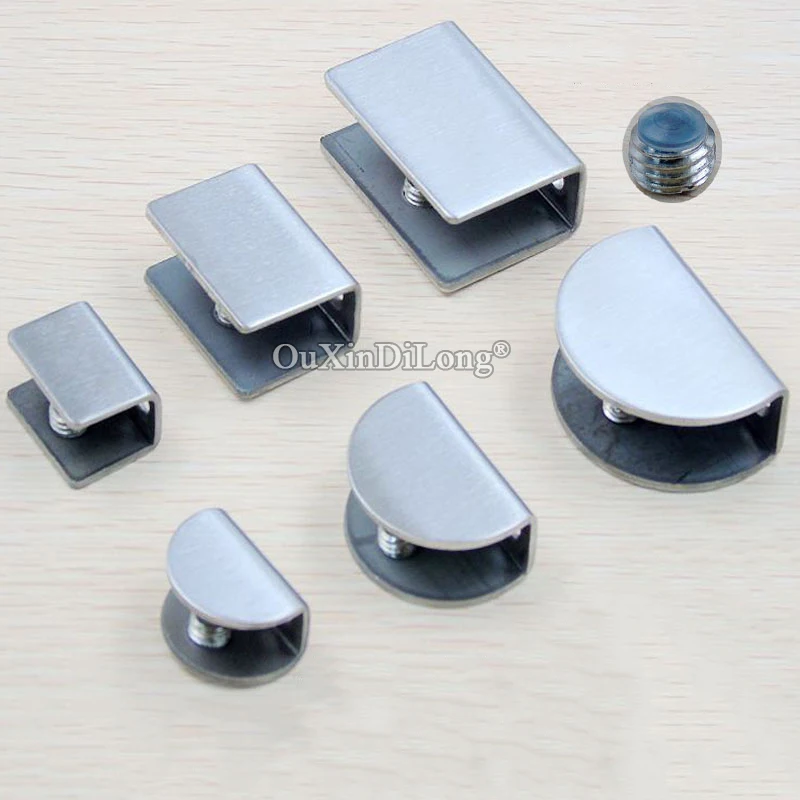 50PCS Aluminum Glass Clamps Clip Board Frame Shelf Fixed Holder Support Brackets