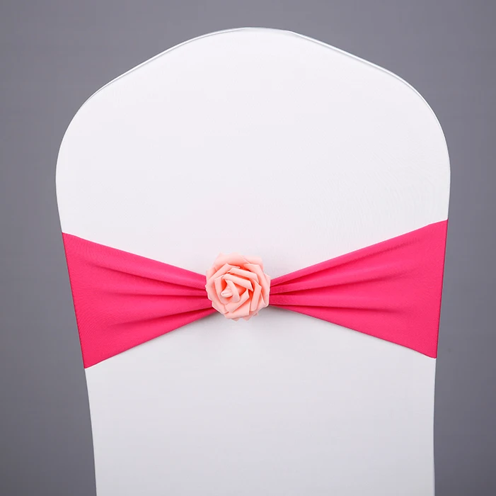 100PC Lycra Chair Band Stretch Elastic Spandex Chair Bow with Flower rosefor Wedding Banquet Party Decoration Event Chair Sashes 
100PC Lycra Chair Band Stretch Elastic Spandex Chair Bow with Flower rosefor Wedding Banquet Party Decoration Event Chair Sashes