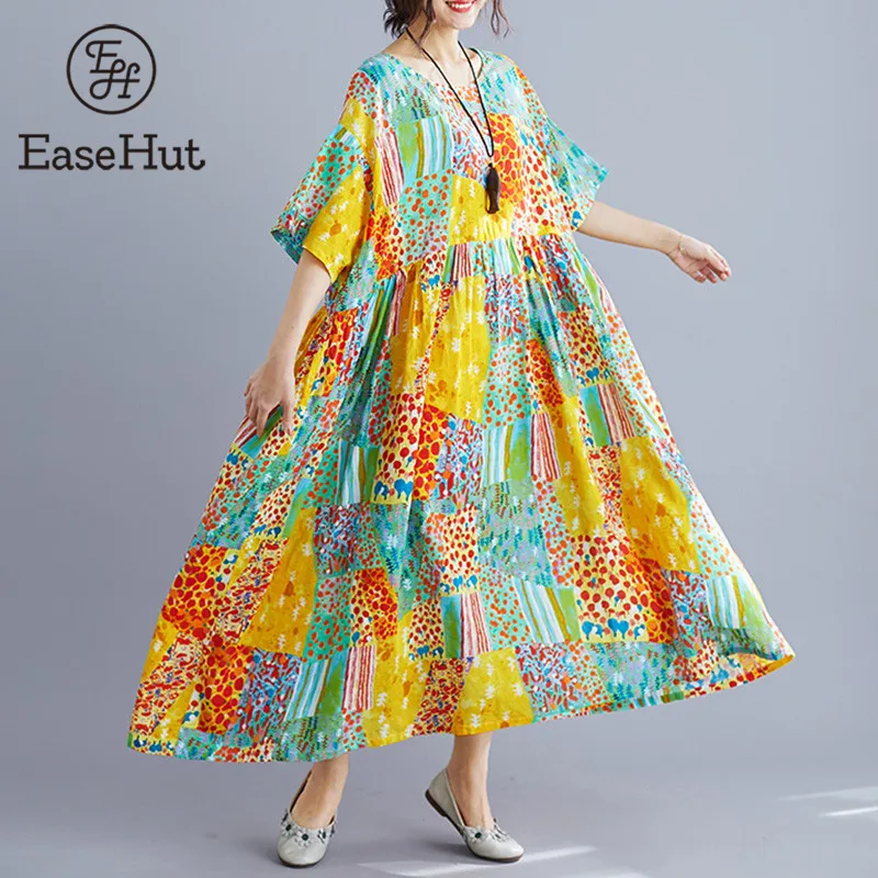 EaseHut Women Summer Long Dress Dot Print Color Block Half Sleeve Bohemian Loose Casual Maxi Dresses Baggy Swing Robe Plus Size
EaseHut Women Summer Long Dress Dot Print Color Block Half Sleeve Bohemian Loose Casual Maxi Dresses Baggy Swing Robe Plus Size