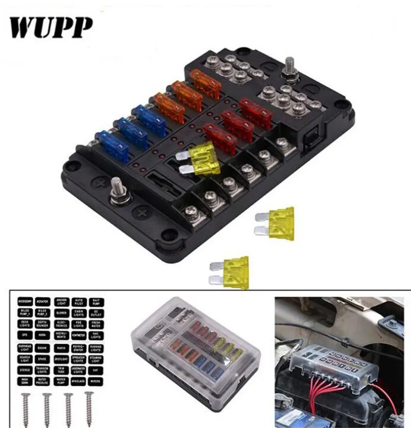 WUPP 1 Set 12 Way Circuit Blade Fuse Box Standard ATO ATC Block Holder Kit For Auto Car Truck Boat Car Fuse Holder1 In 12 Out
WUPP 1 Set 12 Way Circuit Blade Fuse Box Standard ATO ATC Block Holder Kit For Auto Car Truck Boat Car Fuse Holder1 In 12 Out