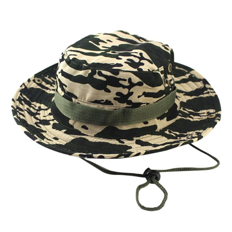 Adjustable Camouflage Outdoor Camping Climbing Cap 2018 Men Women Fishing Bucket Hat Boonie Hunting Cap Brim Military Army #FM28 (1)
