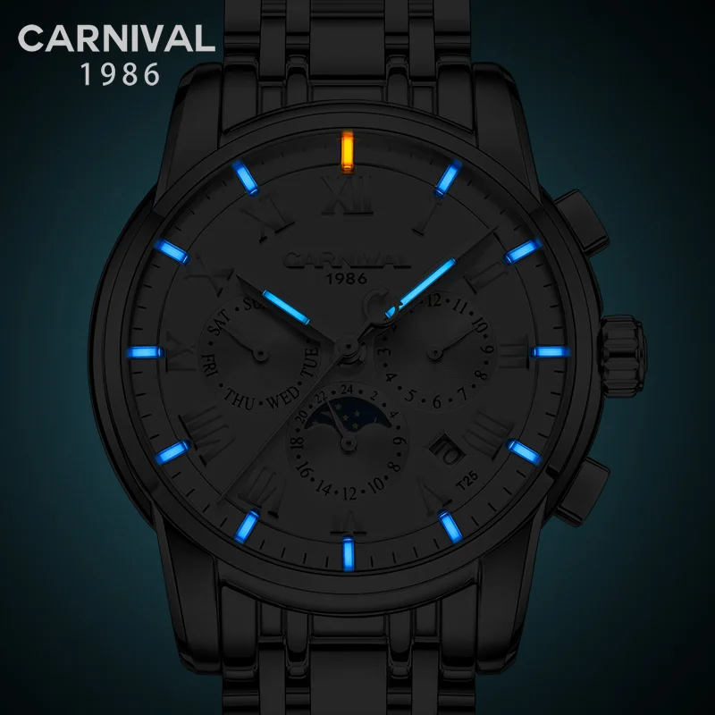 T25 tritium gas luminous Automatic Self-Wind Men Multi-function Dial Watches Sapphire mirror Moon phase Mechanical Wristwatches
T25 tritium gas luminous Automatic Self-Wind Men Multi-function Dial Watches Sapphire mirror Moon phase Mechanical Wristwatches