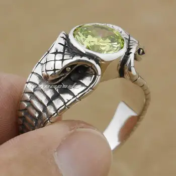LINSION Apple Green CZ Stone 925 Sterling Silver King Cobra Snake Ring Fashion Biker Rock Punk Style 9K009 US Size 6.5 tp 13
LINSION Apple Green CZ Stone 925 Sterling Silver King Cobra Snake Ring Fashion Biker Rock Punk Style 9K009 US Size 6.5 tp 13