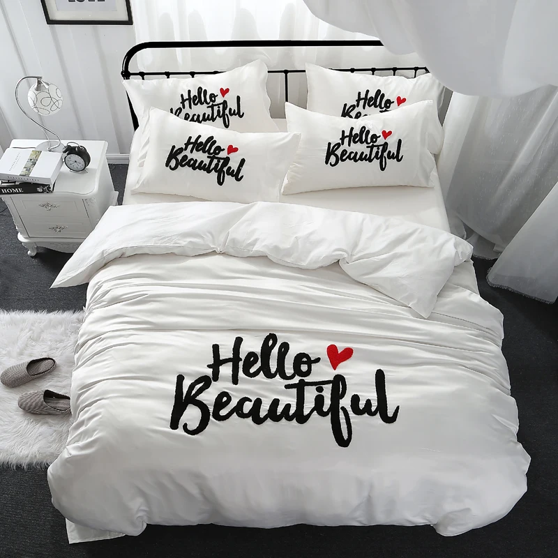 Girls beautiful white queen king size Bedding Sets silk cotton embroidery duvet cover bed linen set bedclothes ropa de cama
Girls beautiful white queen king size Bedding Sets silk cotton embroidery duvet cover bed linen set bedclothes ropa de cama