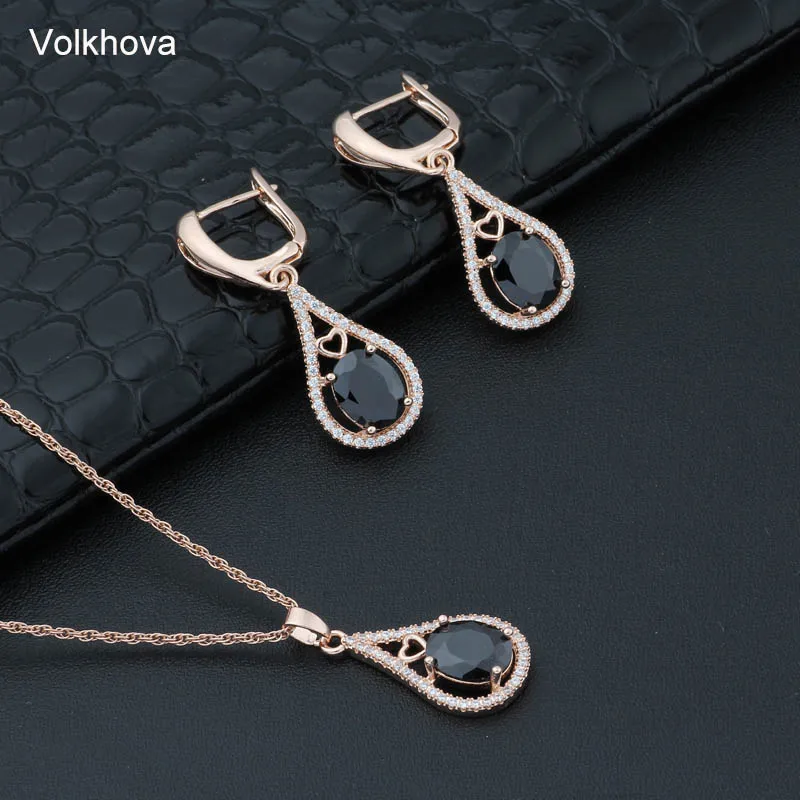 Volkhova Black CZ Stone Rose Gold Color Earrings Trinket Hot-selling Jewelry Set For Women Necklace/Earrings Free Gift
Volkhova Black CZ Stone Rose Gold Color Earrings Trinket Hot-selling Jewelry Set For Women Necklace/Earrings Free Gift