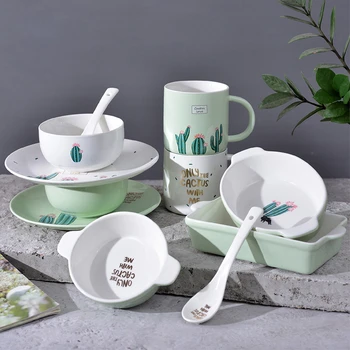 1PCS Green Cactus Ceramic Tableware Dish Plate Cup set Snacks Fruit Plates Dessert Bowl Dishes Bone China Dinnerware Accessories
1PCS Green Cactus Ceramic Tableware Dish Plate Cup set Snacks Fruit Plates Dessert Bowl Dishes Bone China Dinnerware Accessories