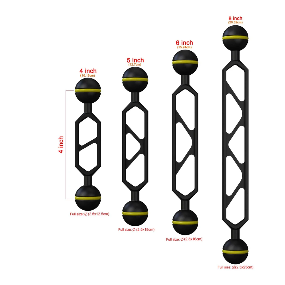 Double 1" Ball Full Aluminum Arm Ver. X for Connecting Strobe/Video Light to Underwater Tray/Handle
Double 1" Ball Full Aluminum Arm Ver. X for Connecting Strobe/Video Light to Underwater Tray/Handle