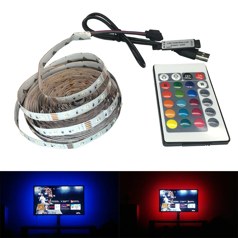 SMD 3528 DC 5V/6V USB RGB LED strip TV 50CM 1M 2M 3M 4M 5M Flexible Light LED Lamps Light TV Background Lighting Adhesive Tape
SMD 3528 DC 5V/6V USB RGB LED strip TV 50CM 1M 2M 3M 4M 5M Flexible Light LED Lamps Light TV Background Lighting Adhesive Tape